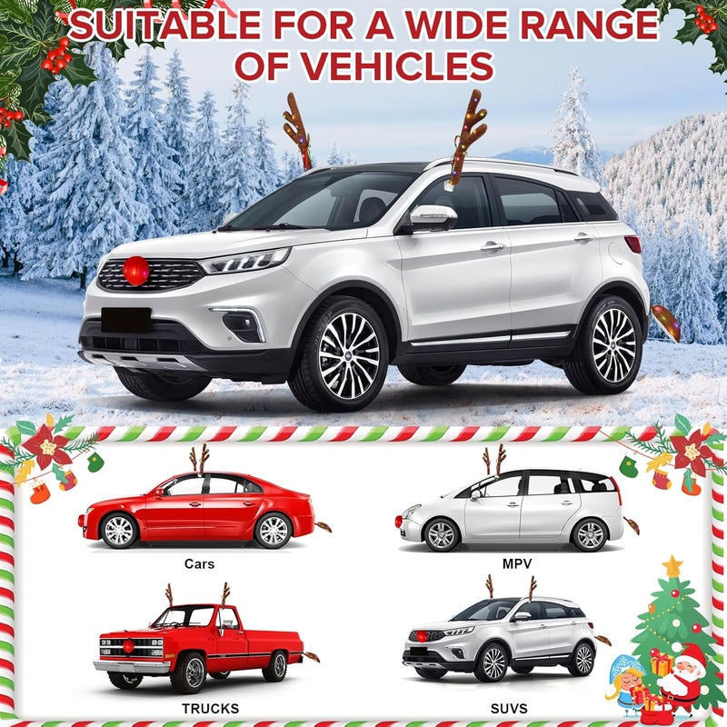 Angooni Charming Christmas Car Decoration, Festive Reindeer Kit, LED Reindeer Christmas Decoration for Car, Nice Gift for Families & Friends, Suitable for Jeeps, Trucks, Golf Carts... - Image 5